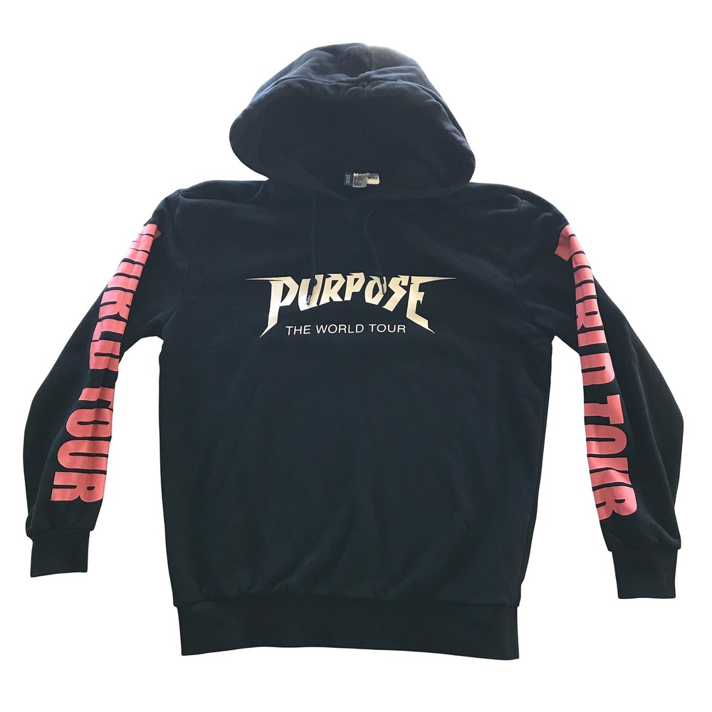Justin Bieber Purpose The World Tour Hoodie H&M Divided Black Pink Mens Medium